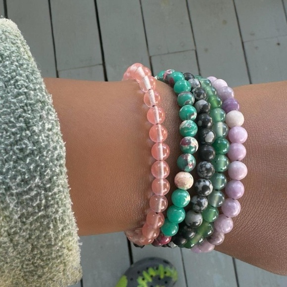 Sea Sediment Jasper Adjustable Gemstone Bead Bracelet 6mm - Picture 2 of 5